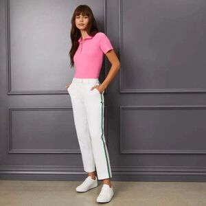 NWT G/FORE White Ankle Pants with Green Side Stripe